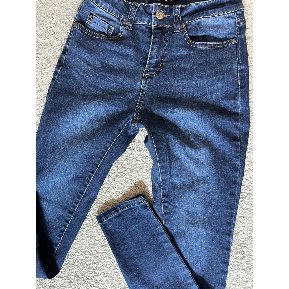 ENJEAN DENIM CO Y2K Skinny Jeans Sz 1 Dark Blue Booty Shaping Stretchy #F - Picture 3 of 12